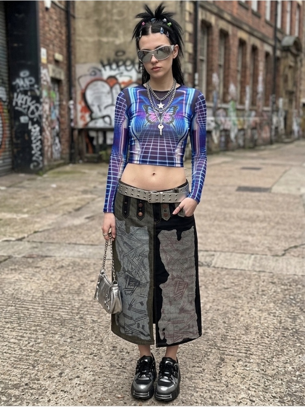 OHDD Save the Queen Rare Vintage Y2K abstract Skirt